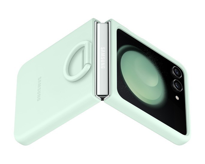 Samsung Coque Silicone avec Anneau de Maintien pour Galaxy Z Flip5 - Vert