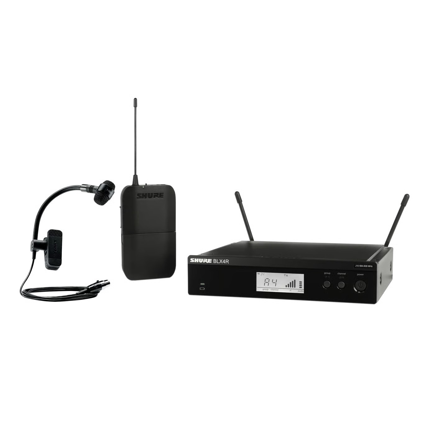 Shure BLX14RE/P98H : Système Sans Fil pour Cuivres et Percussions – Version Rackable Premium avec Micro Instrument Beta 98H/C