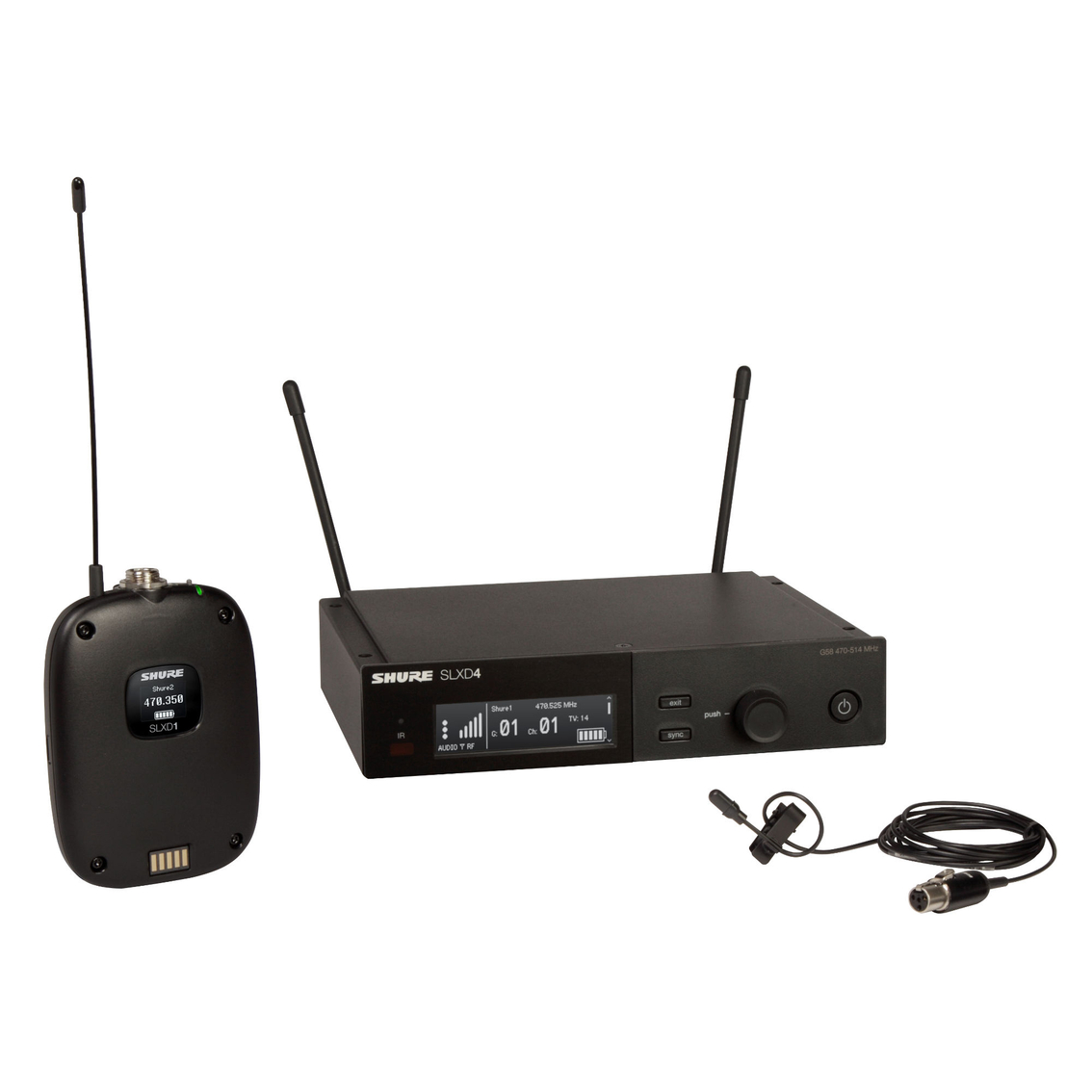 Shure SLXD14E/DL4B : Système Sans Fil Numérique Premium – Performance 24 bits et Discrétion Absolue avec Micro Cravate Subminiature IP57 DuraPlex™ DL4
